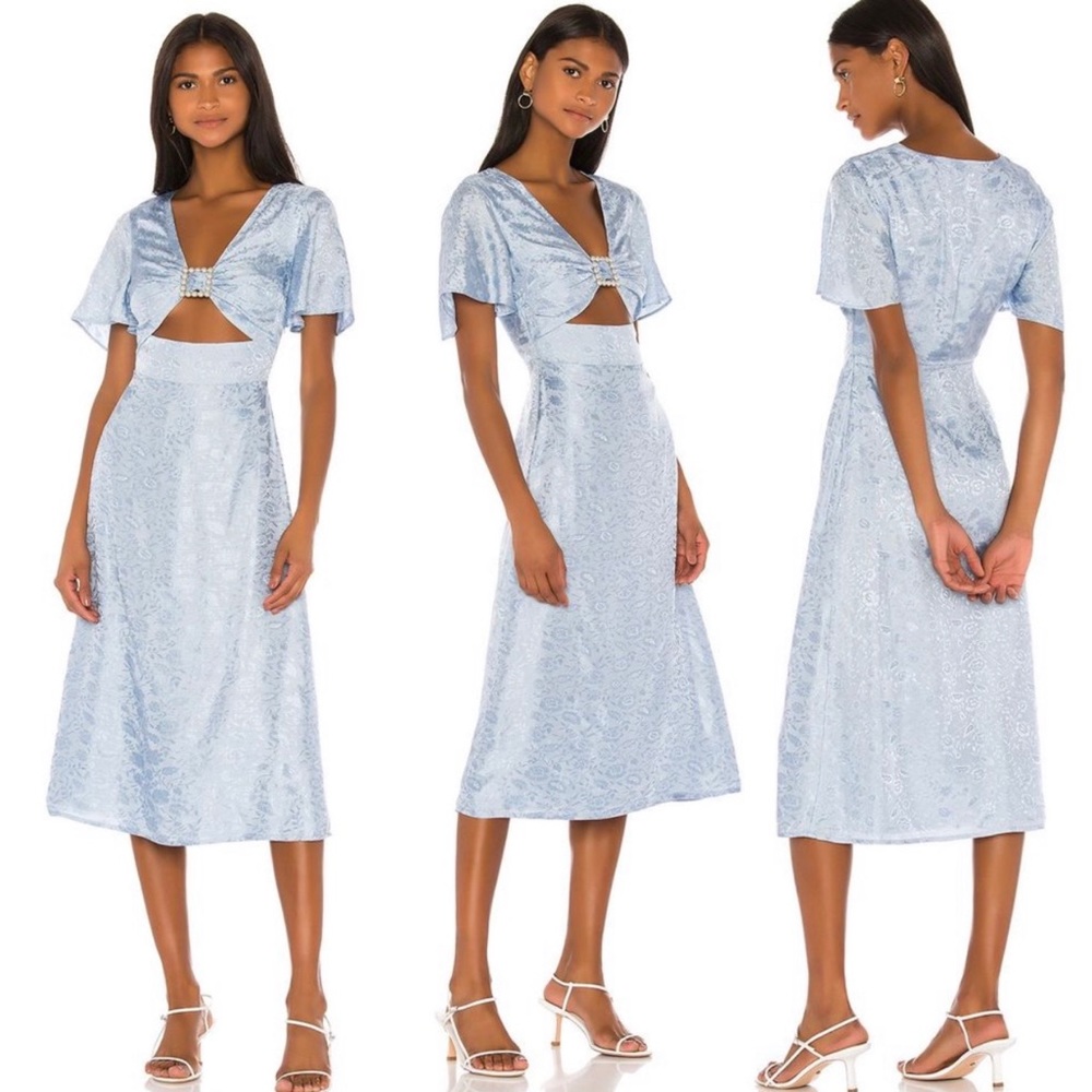 Song of Style Miranda Midi Brocade Milkmaid Dress